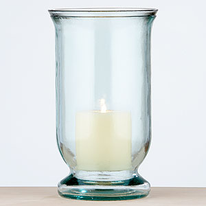Recycled glass hurricane candle holder globe